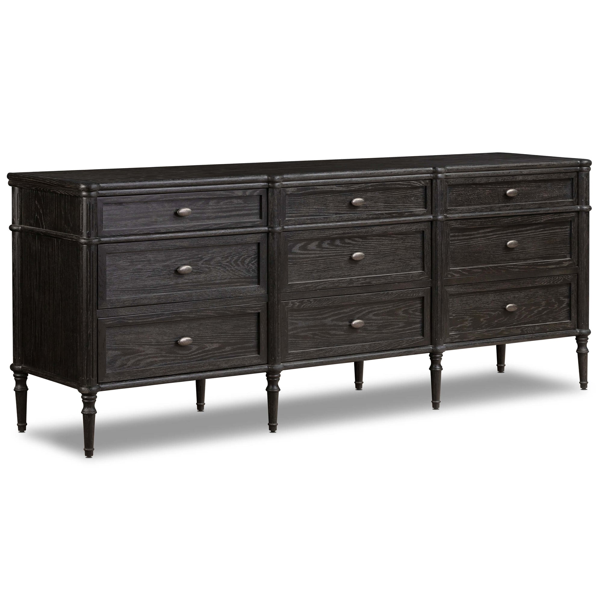 Toulouse 9 Drawer Dresser, Distressed Black by Four Hands High Fashion Home Toulouse 9 Drawer Dresser, Distressed Black by Four Hands High Fashion Home