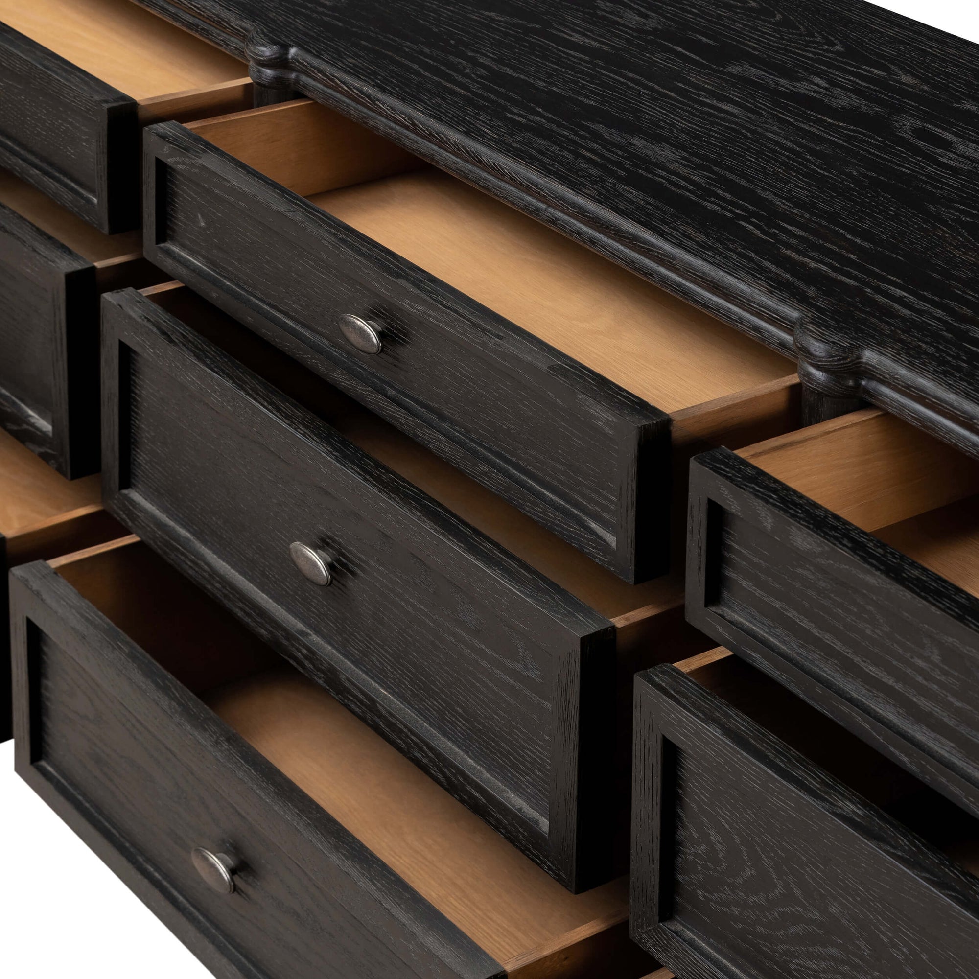 Toulouse 9 Drawer Dresser, Distressed Black by Four Hands High Fashion Home Toulouse 9 Drawer Dresser, Distressed Black by Four Hands High Fashion Home