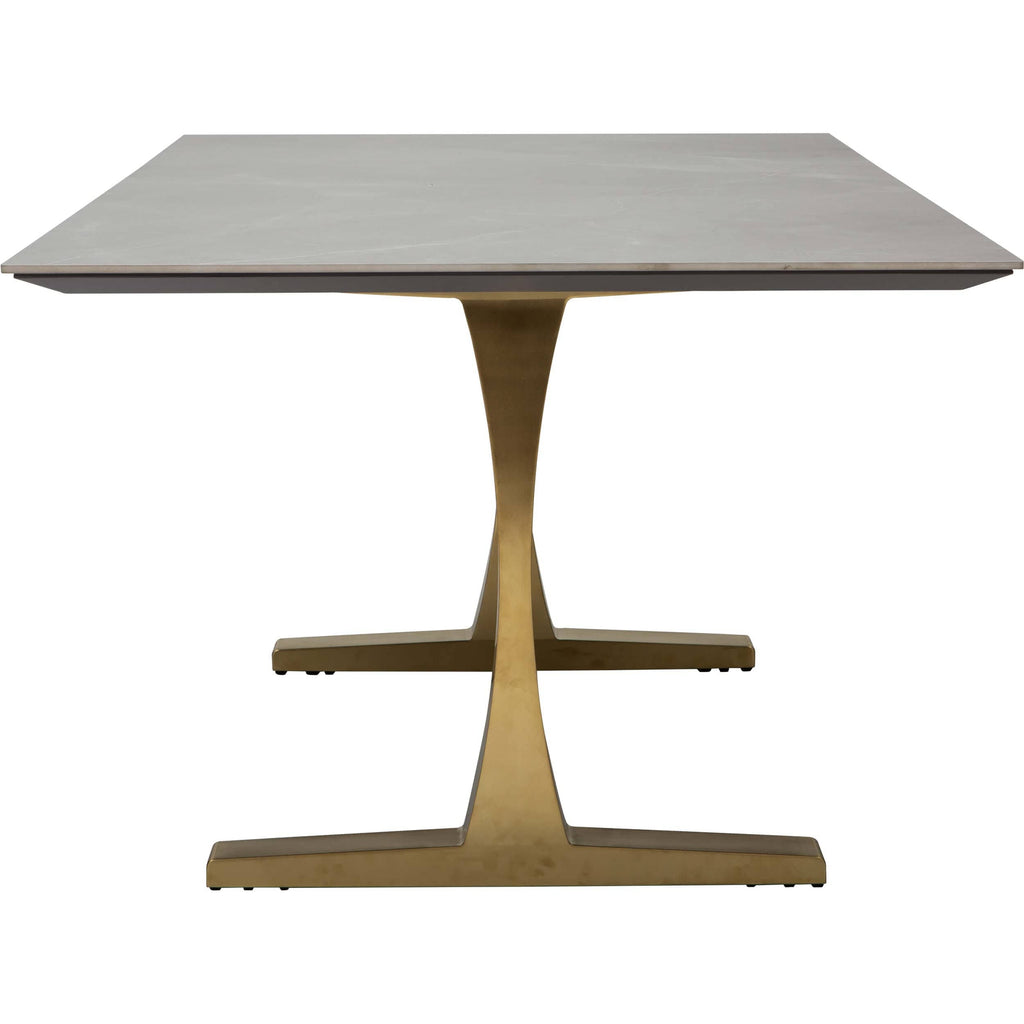 Toulouse Dining Table, Grey Ceramic/Brushed Gold Base High Fashion Home