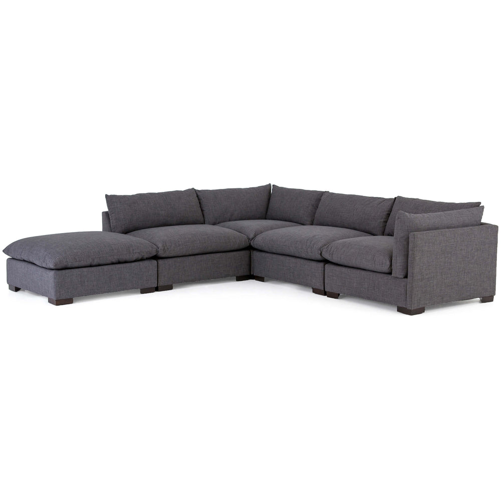 Westwood 4 Piece Sectional w/Ottoman, Bennett Charcoal-Furniture - Sofas-High Fashion Home
