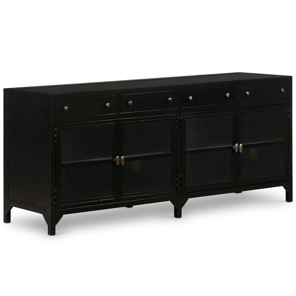 Shadow Box Media Console, Black-Furniture - Accent Tables-High Fashion Home