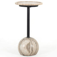 Viola Accent Table, Antique White Marble