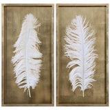 White Feathers Shadow Box, Set of 2 - Accessories - High Fashion Home