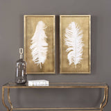 White Feathers Shadow Box, Set of 2 - Accessories - High Fashion Home