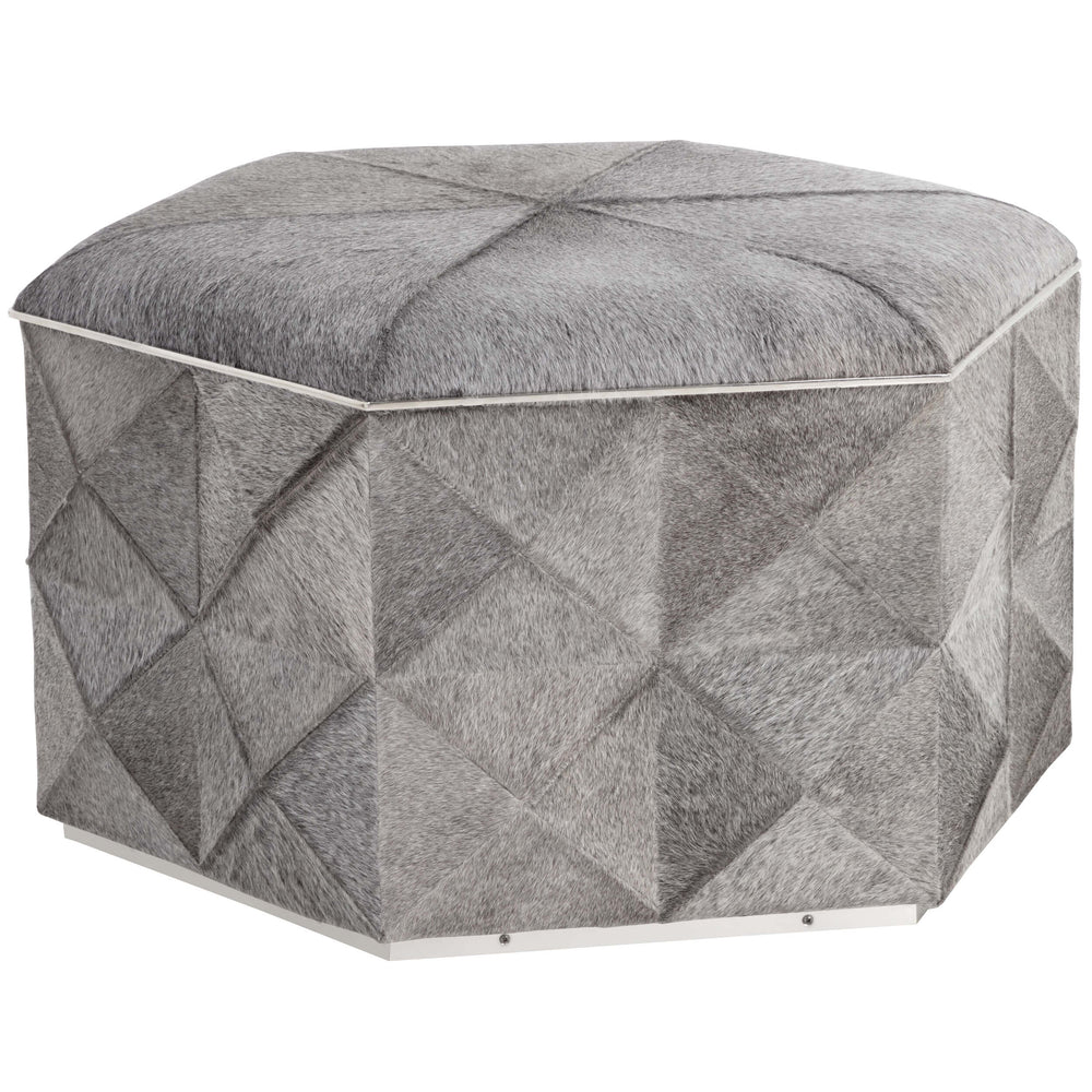 Ashanti Storage Leather Ottoman Large, Grey-Furniture - Chairs-High Fashion Home