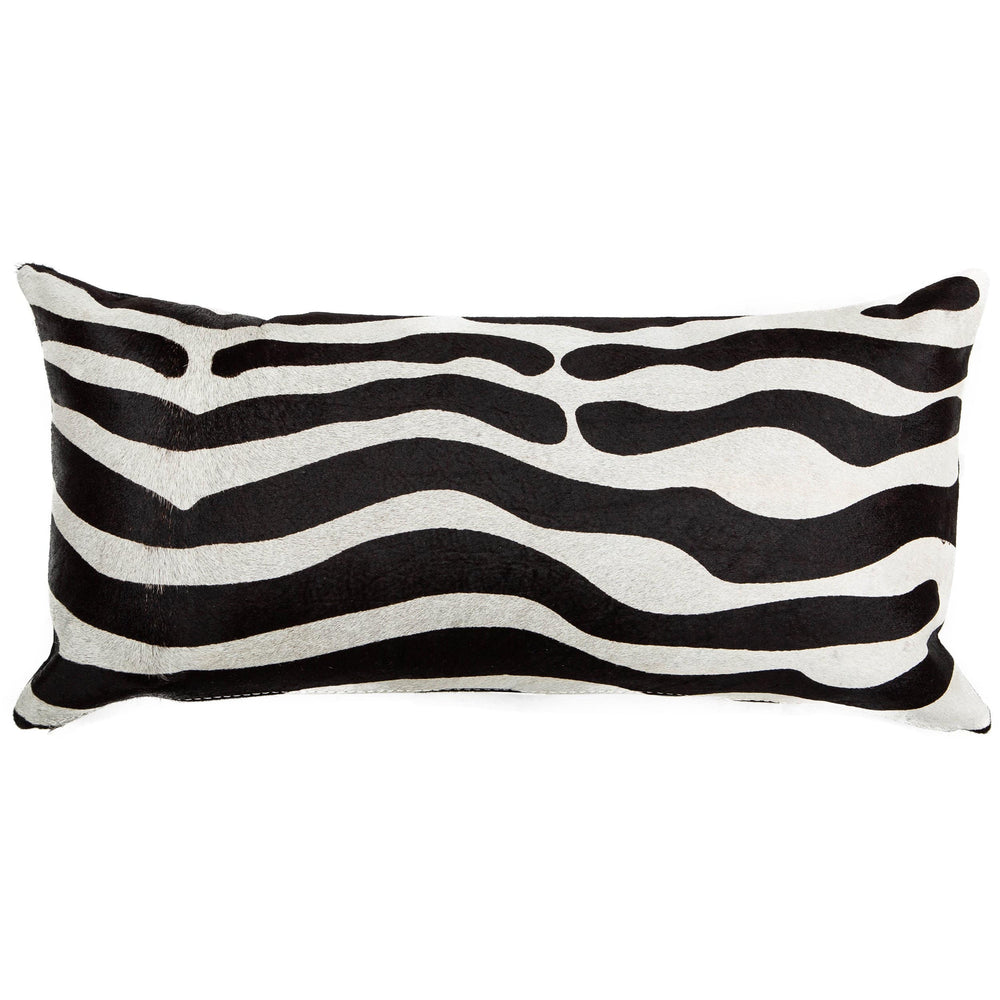 Zebra on White Hide Lumbar Pillow-Accessories-High Fashion Home