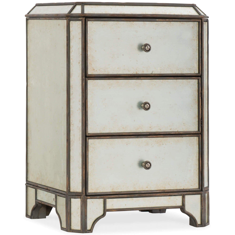 Arabella Mirrored Three Drawer Nightstand - Furniture - Bedroom - High Fashion Home