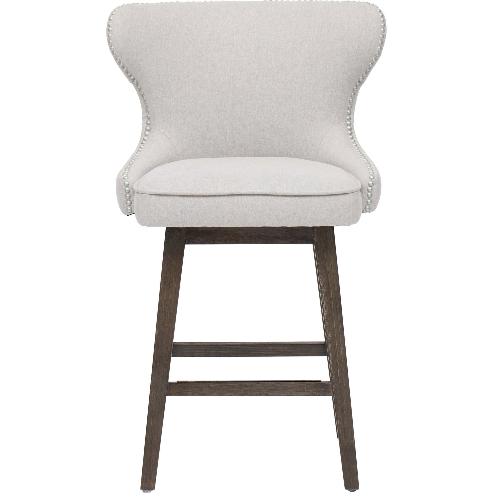 Ariana Swivel Counter Stool Light Grey Nickel Nailheads High