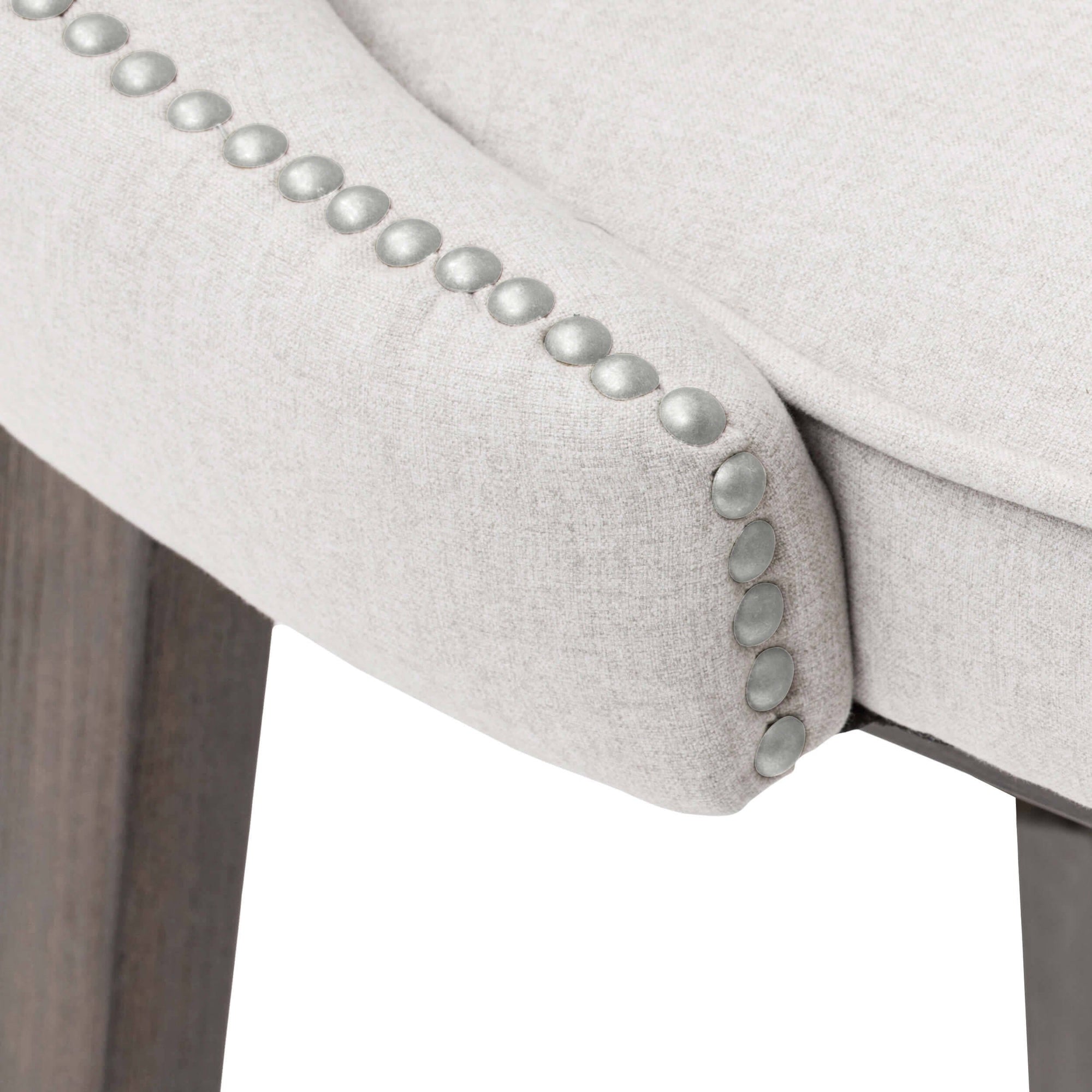 Ariana Swivel Counter Stool, Light Grey/Nickel Nailheads High Fashion