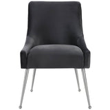 Beatrix Side Chair, Dark Grey/Brushed Stainless Base - Furniture - Dining - High Fashion Home