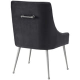 Beatrix Side Chair, Dark Grey/Brushed Stainless Base - Furniture - Dining - High Fashion Home