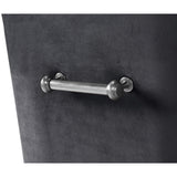 Beatrix Side Chair, Dark Grey/Brushed Stainless Base - Furniture - Dining - High Fashion Home