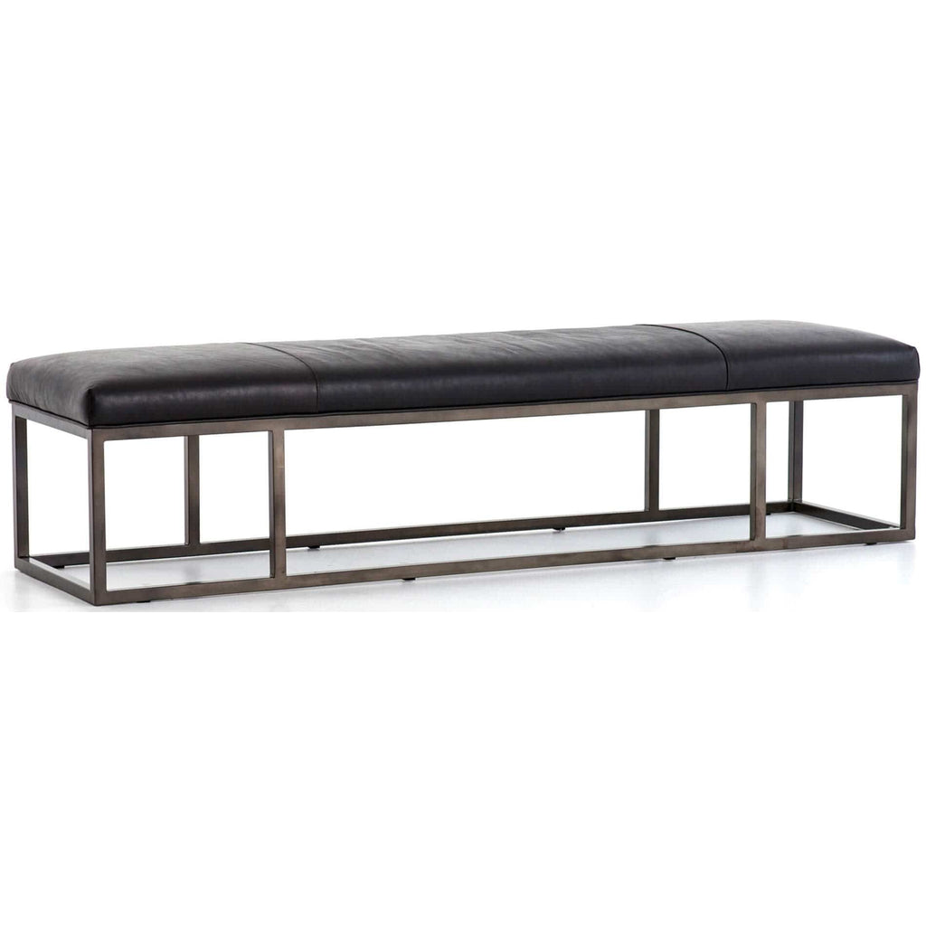 Beaumont Leather Bench, Rider Black High Fashion Home