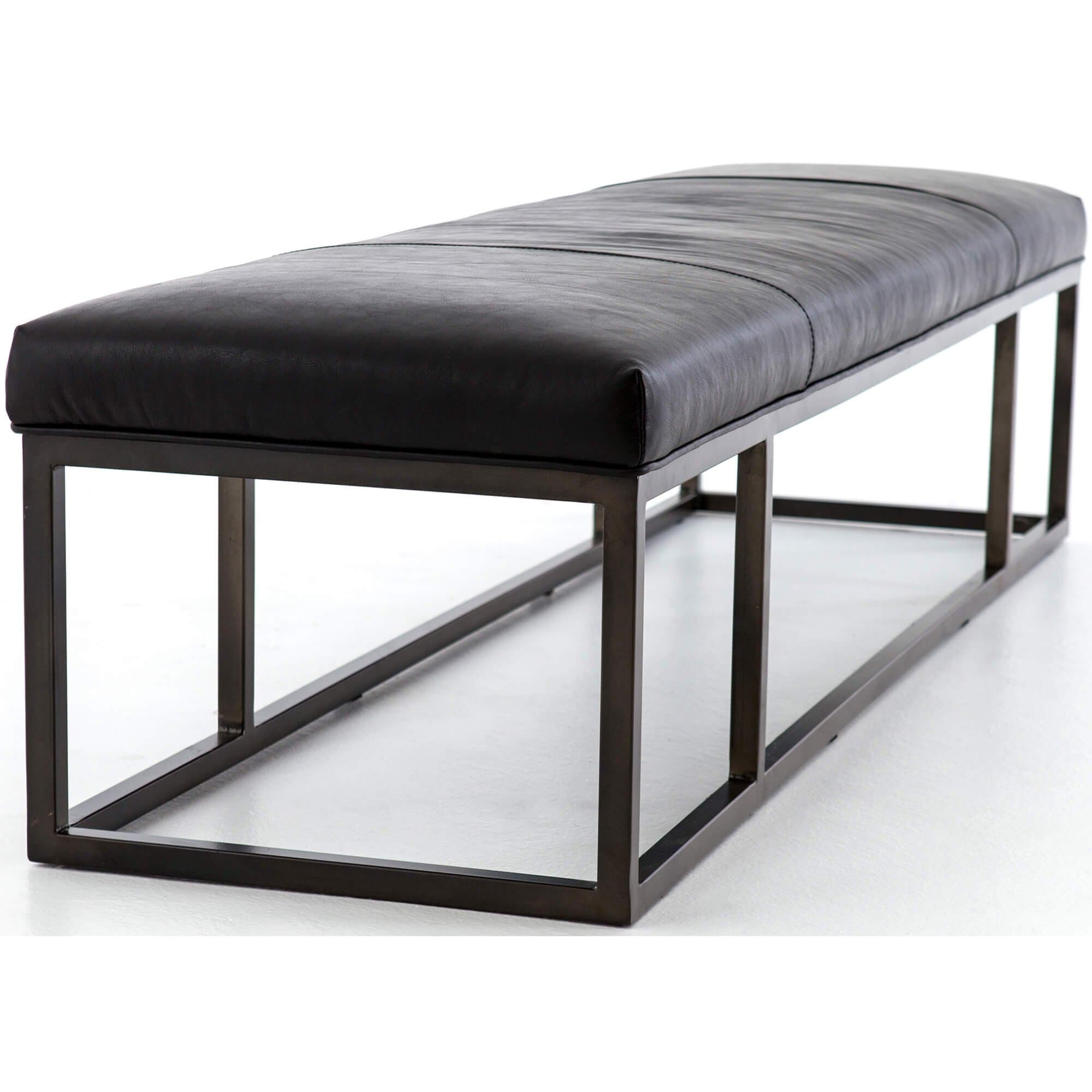Beaumont Leather Bench, Rider Black High Fashion Home