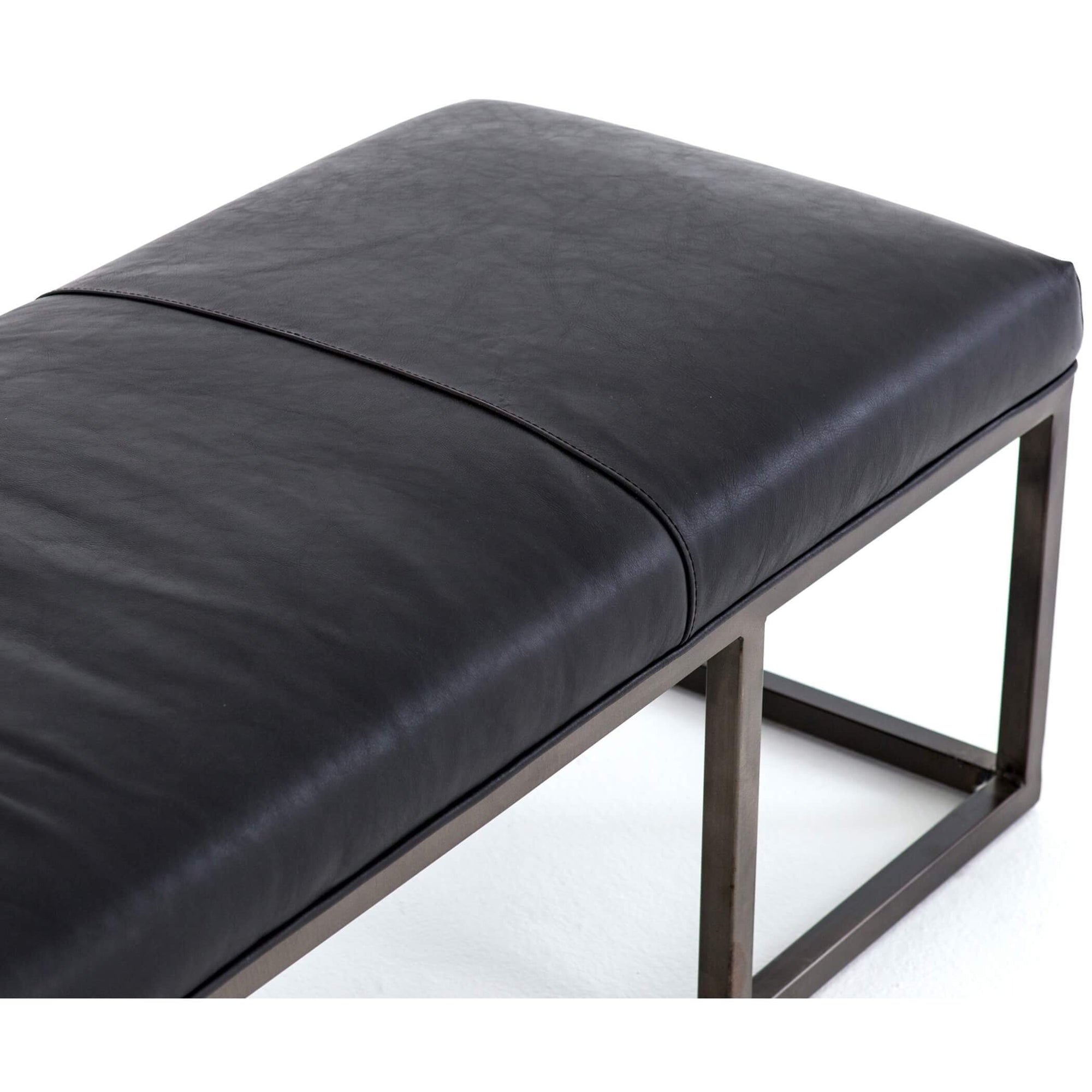Beaumont Leather Bench Rider Black High Fashion Home
