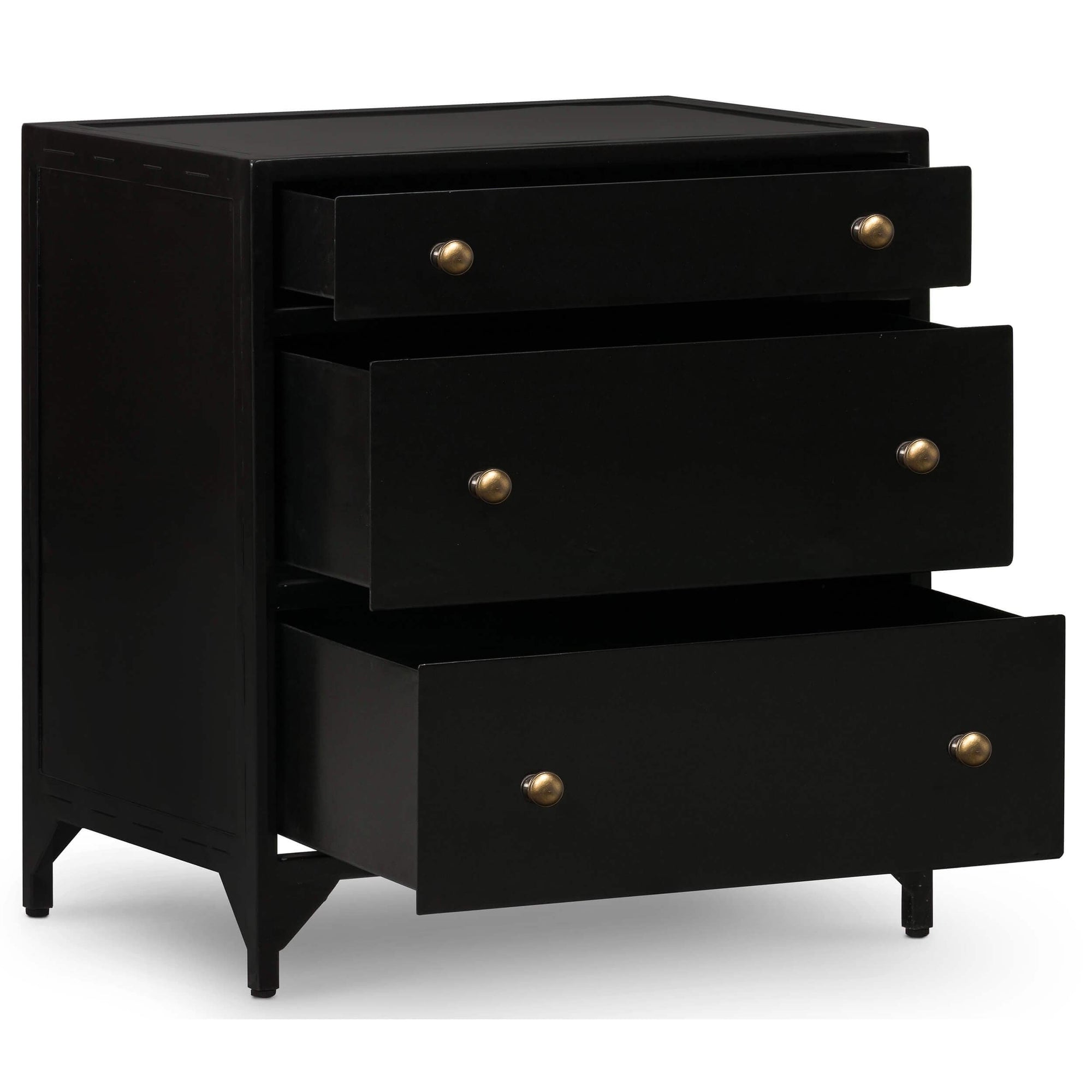 Black metal sales nightstand with drawers