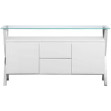 Beverly Buffet, White/Polished Stainless Base - Furniture - Accent Tables - Console Tables