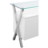 Beverly Buffet, White/Polished Stainless Base - Furniture - Accent Tables - Console Tables