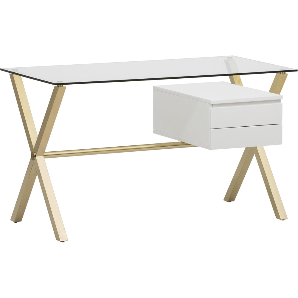 Beverly Small Desk, White/Gold - Furniture - Office - High Fashion Home