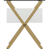Beverly Small Desk, White/Gold - Furniture - Office - High Fashion Home