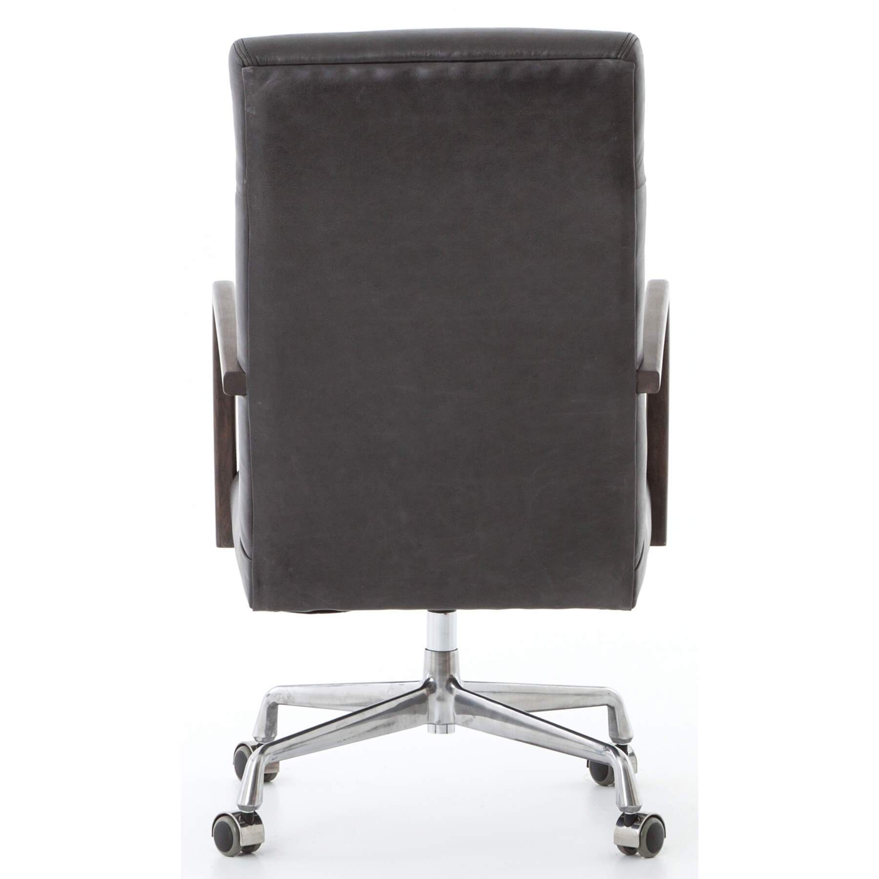 Bryson Leather Desk Chair, Chaps Ebony – High Fashion Home
