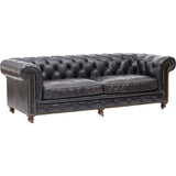 Conrad 96" Leather Sofa, Old Saddle Black - 