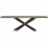 Couture Dining Table, Seared Oak/Polished Stainless Base - Modern Furniture - Dining Table - High Fashion Home