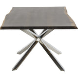 Couture Dining Table, Seared Oak/Polished Stainless Base - Modern Furniture - Dining Table - High Fashion Home