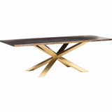 Couture Dining Table, Seared Oak/Brushed Gold Base - Modern Furniture - Dining Table - High Fashion Home