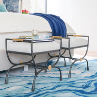 Devon Upholstered Metal Stool - Furniture - Accent Tables - High Fashion Home