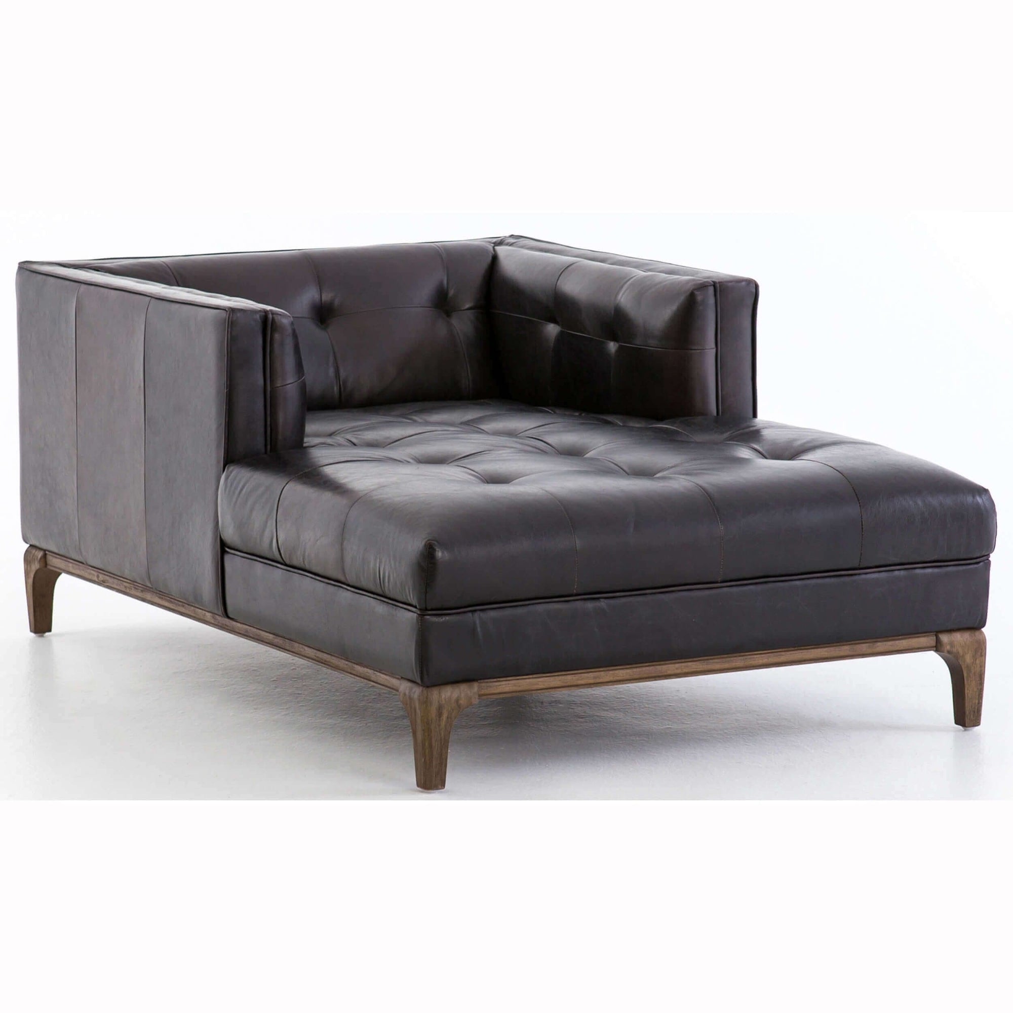 Grey leather hotsell chaise lounge