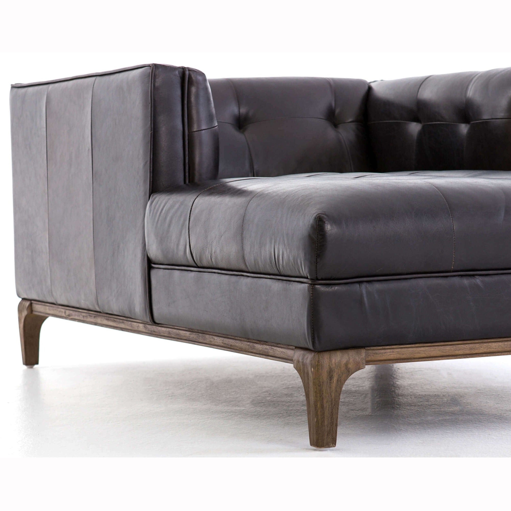 Dylan Leather Chaise, Rider Black High Fashion Home