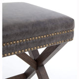 Elyse Leather Bench, Durango Smoke - Furniture - Chairs - High Fashion Home
