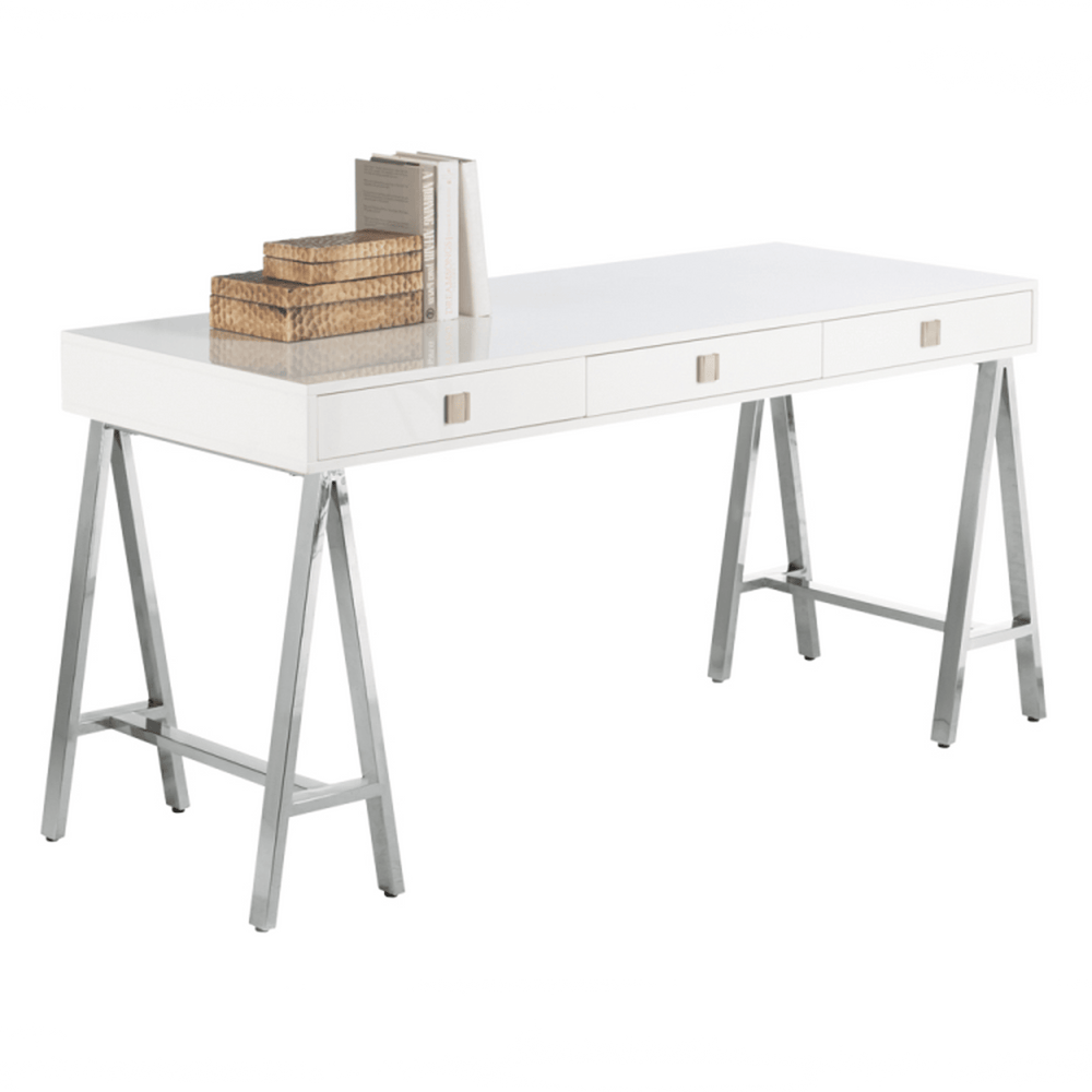 Embassy Desk, White - Furniture - Accent Tables - High Fashion Home