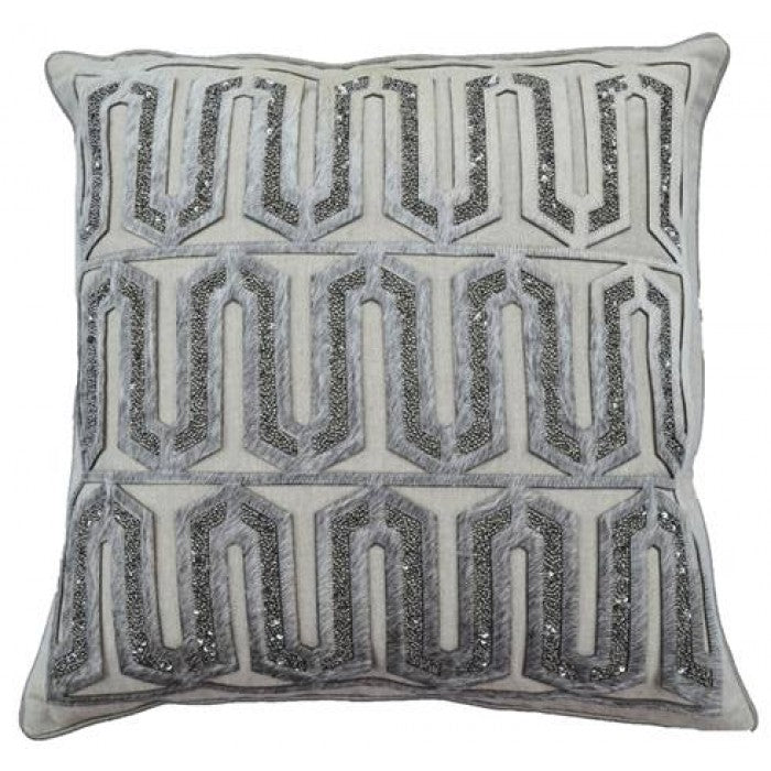 Cloud 9 Emory Laser Cut Hair on Hide Beaded Pillow - Accessories - Pillows