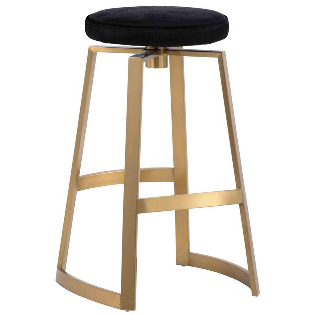 Hendrix Swivel Bar Stool, Black Cowhide - Furniture - Dining - High Fashion Home