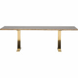 Toulouse Dining Table, Seared Oak/Brushed Gold Base - Modern Furniture - Dining Table - High Fashion Home