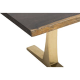 Toulouse Dining Table, Seared Oak/Brushed Gold Base - Modern Furniture - Dining Table - High Fashion Home