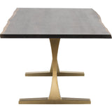 Toulouse Dining Table, Seared Oak/Brushed Gold Base - Modern Furniture - Dining Table - High Fashion Home