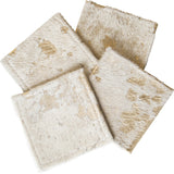 Cowhide Coasters Gold, Set of 4 - Accessories - High Fashion Home