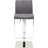 Matteo Leather Bar Stool, Grey - Furniture - Dining - High Fashion Home