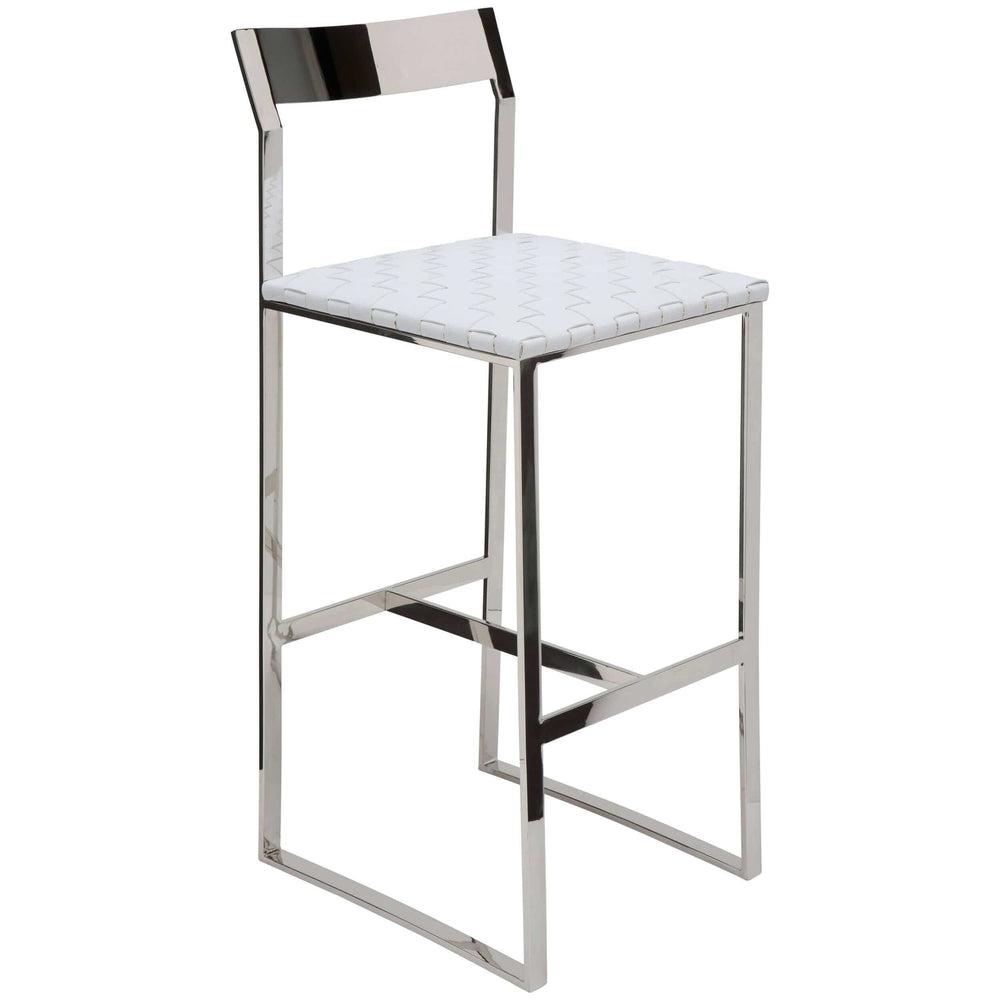 Camille Leather Counter Stool, White - Furniture - Dining - High Fashion Home