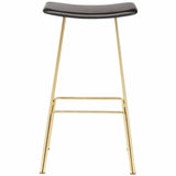 Kirsten Leather Counter Stool, Black/Polished Gold Legs - Furniture - Dining - High Fashion Home