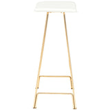 Kirsten Leather Counter Stool, White/Polished Gold Legs - Furniture - Dining - High Fashion Home
