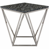 Jaslyn Side Table, Black/Silver Base - Furniture - Accent Tables - High Fashion Home