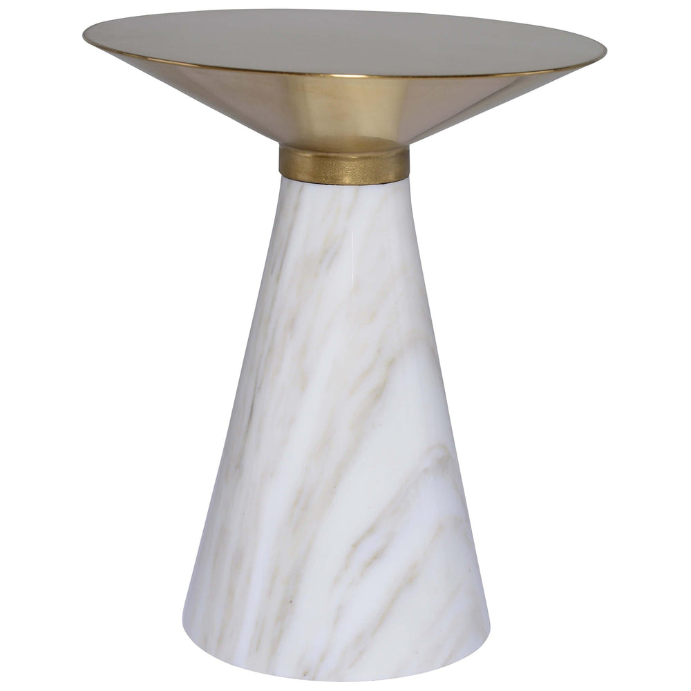 Iris Side Table, Gold/White Base - Furniture - Accent Tables - High Fashion Home