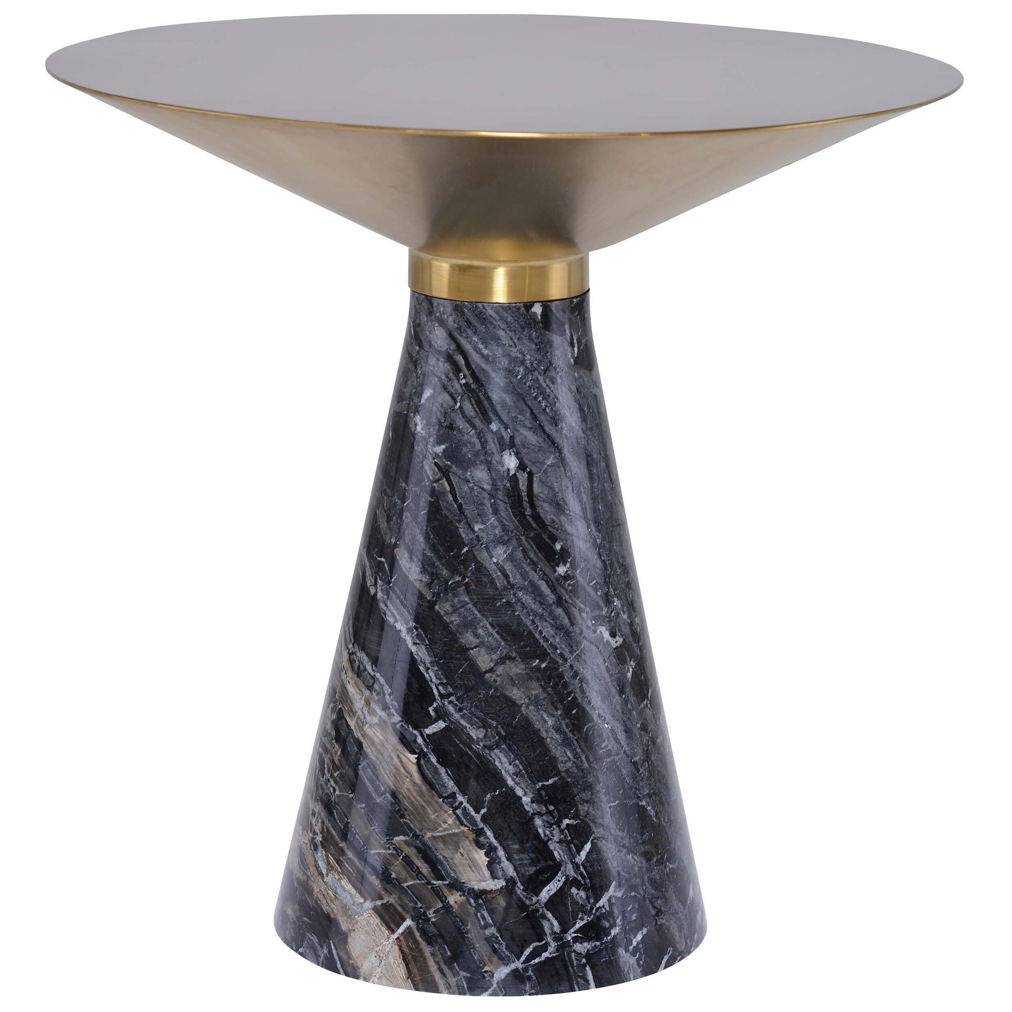 Iris Side Table, Gold/Black Base High Fashion Home