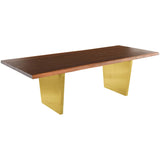 Aiden Dining Table, Seared Oak/Brushed Gold Base - Furniture - Dining - High Fashion Home