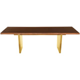 Aiden Dining Table, Seared Oak/Brushed Gold Base - Furniture - Dining - High Fashion Home