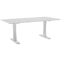 Toulouse Dining Table, White Marble/Polished Stainless Base - Modern Furniture - Dining Table - High Fashion Home